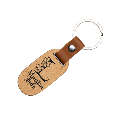 Letter flower - Portachiavi in Legno - personalizzato con nome