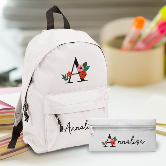Name flowers - Zaino + Portapenne - personalizzati con nome e iniziale