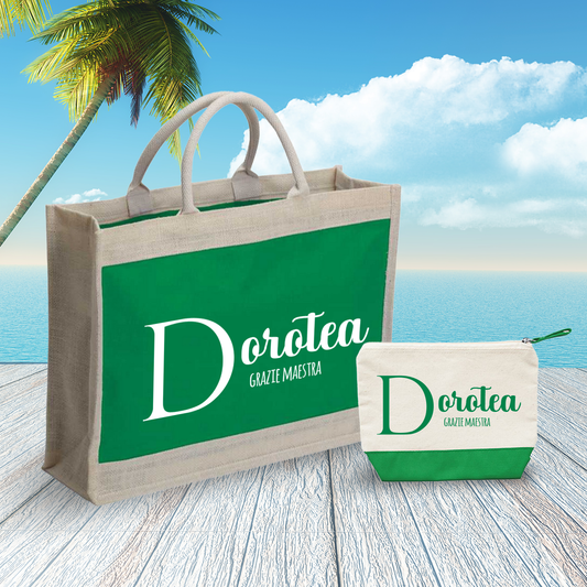 Grazie maestra - Combo: Borsa mare + Pochette - personalizzata con nome