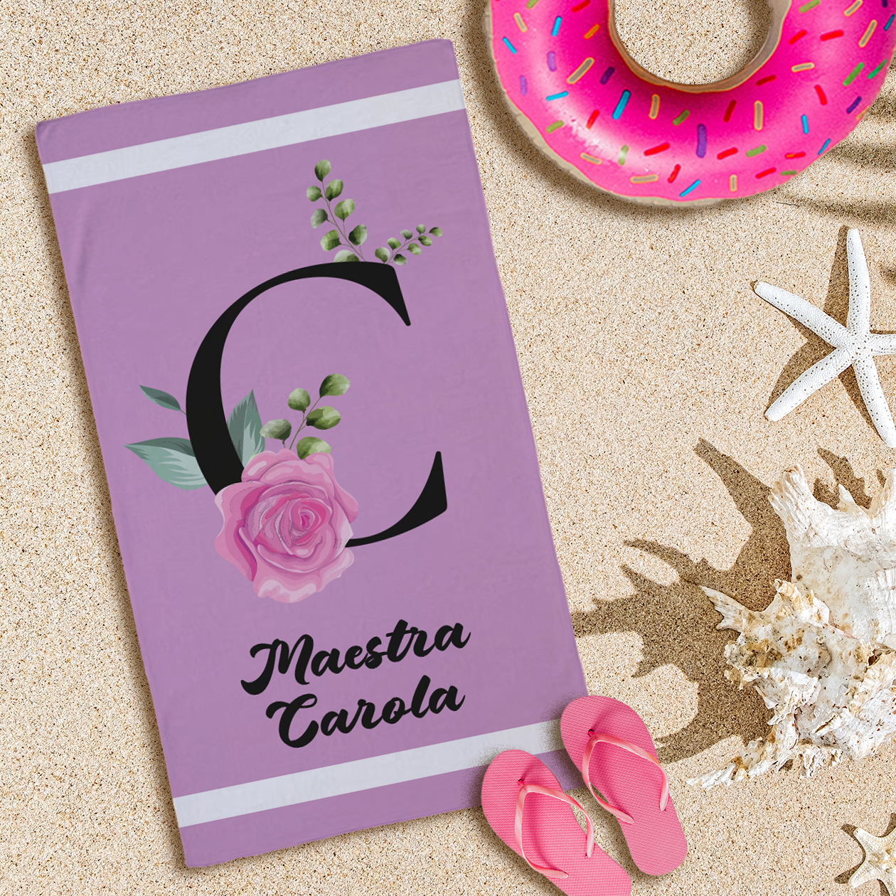 Maestra purple - Telo Mare - personalizzato con nome e iniziale