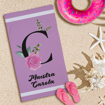 Maestra purple - Telo Mare - personalizzato con nome e iniziale