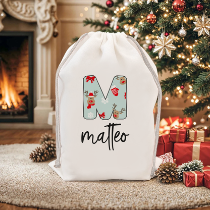 Letter renna - Sacchetto - personalizzato con nome e iniziale