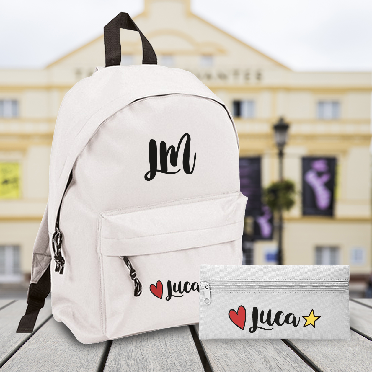 Heart Star - Zaino + Portapenne - personalizzati con nome e iniziale