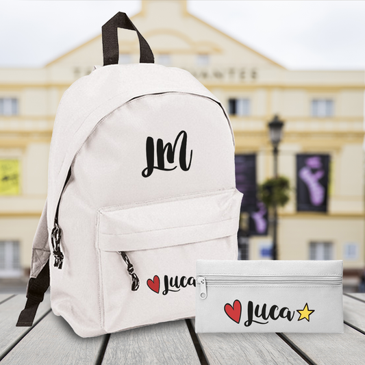 Heart Star - Zaino + Portapenne - personalizzati con nome e iniziale