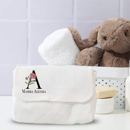 Mamma flower - Borsa Fasciatoio per Neonato personalizzata con nome e iniziale
