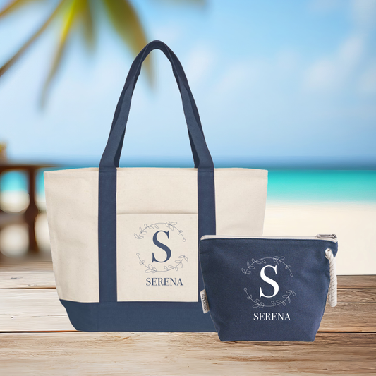 Iniziale e nome - Borsa mare & Pochette - Combo - personalizzata con iniziale e nome