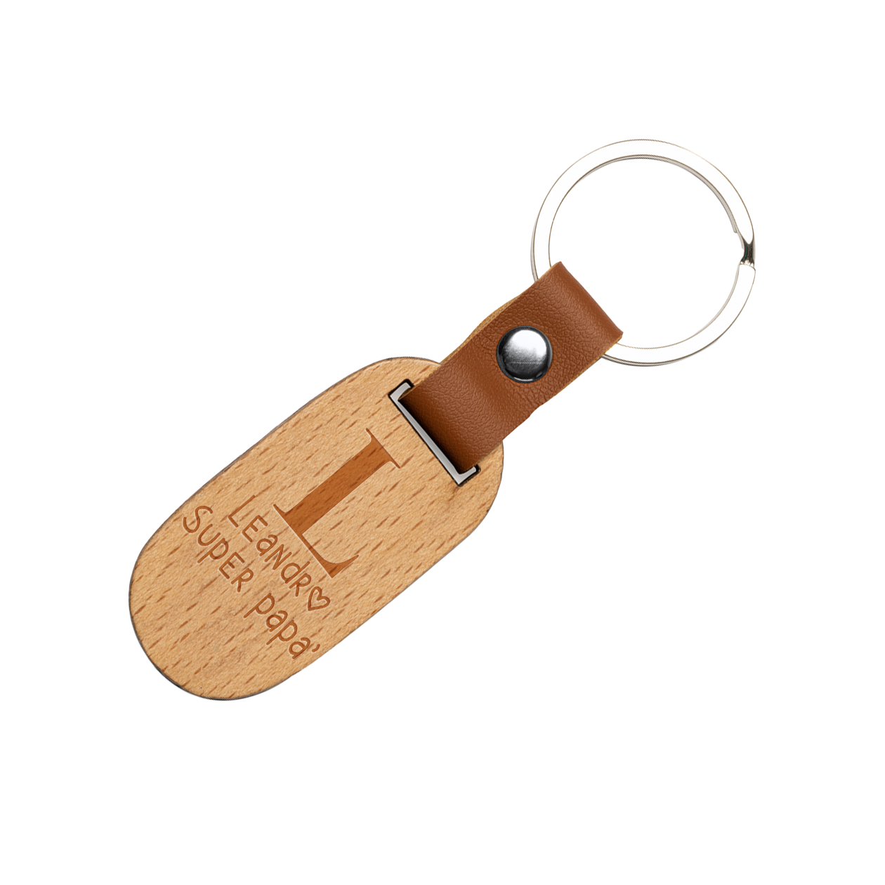 Super Papà - Portachiavi in Legno personalizzato con Incisione