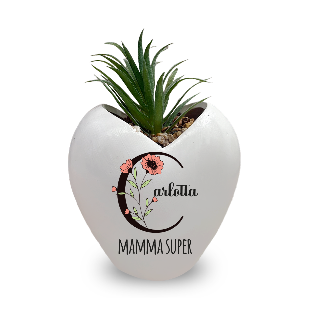 Mamma Super - Piantina con vaso - personalizzata con nome e iniziale