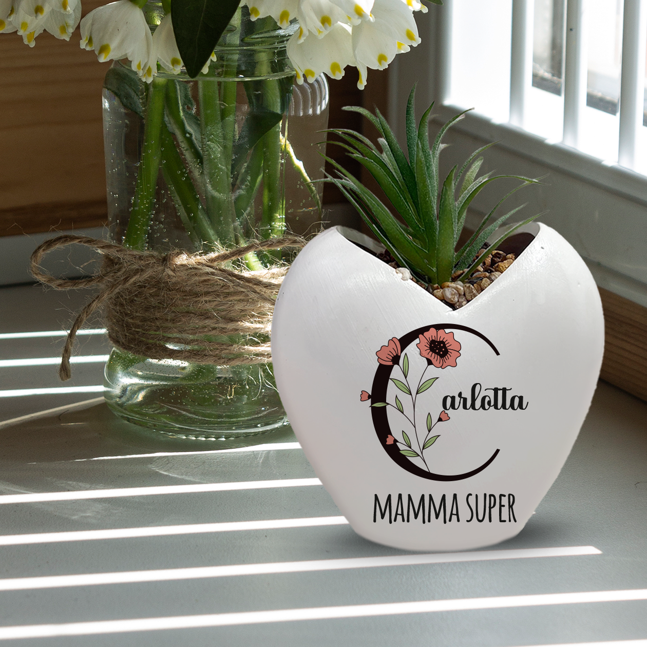 Mamma Super - Piantina con vaso - personalizzata con nome e iniziale