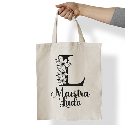 Maestra flower - Borsa Mare - idea regalo maestra - personalizzata con nome e iniziale