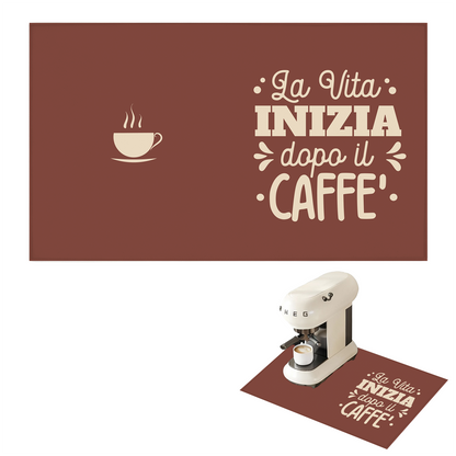 La vita inizia dopo il caffè - Tappetino per Macchina del caffè con Retro in Gomma Tappeto 30x40cm