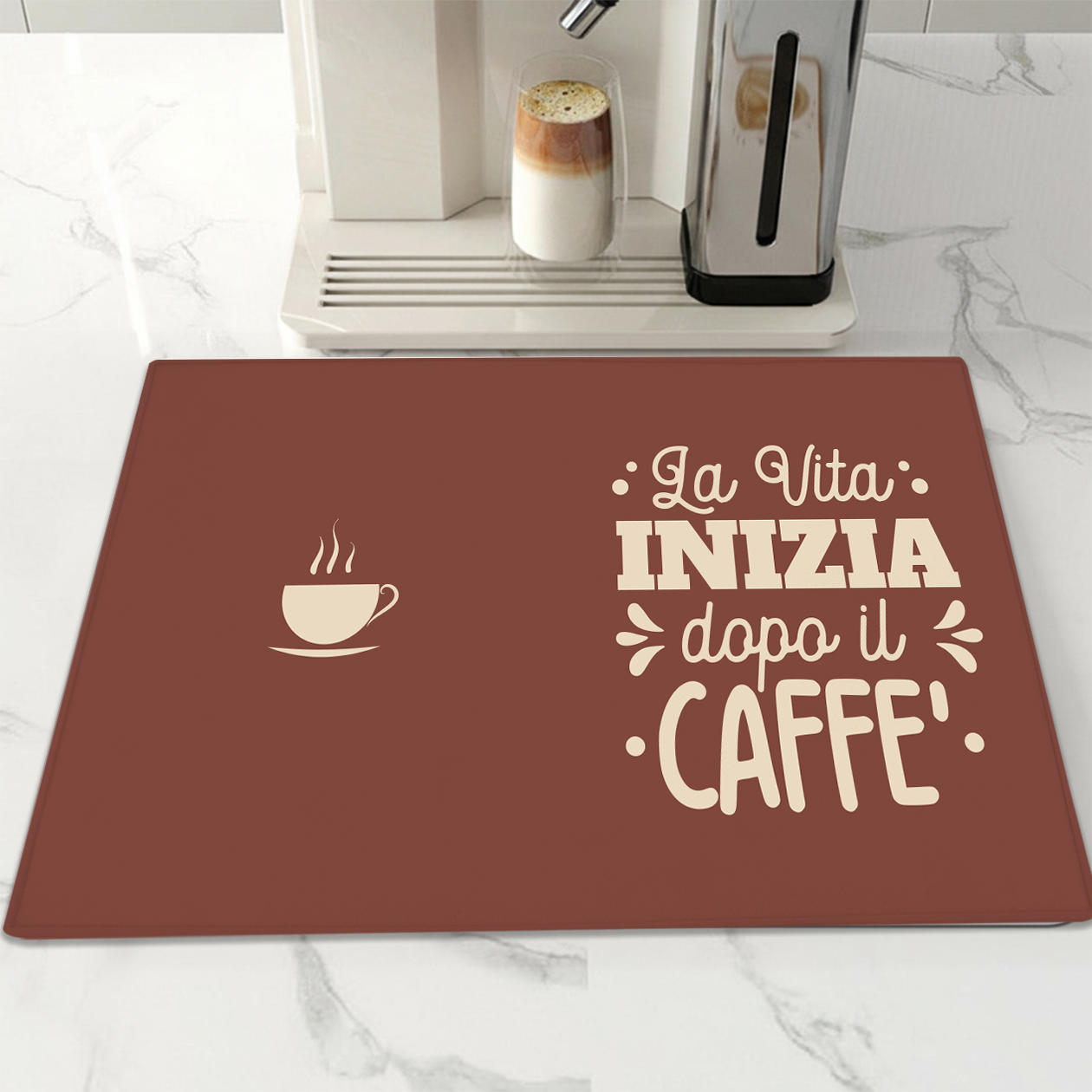 La vita inizia dopo il caffè - Tappetino per Macchina del caffè con Retro in Gomma Tappeto 30x40cm