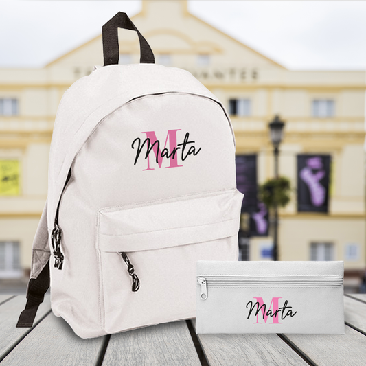Elegant Name - Zaino + Portapenne - personalizzati con nome e iniziale