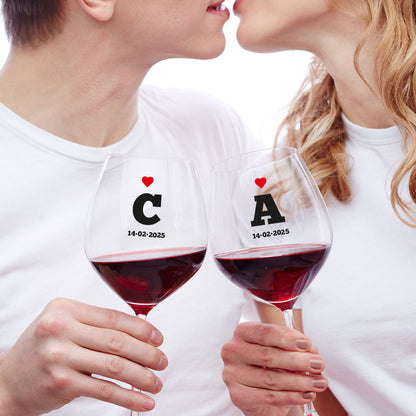 Date Love - Coppia di Calici - personalizzati con iniziali
