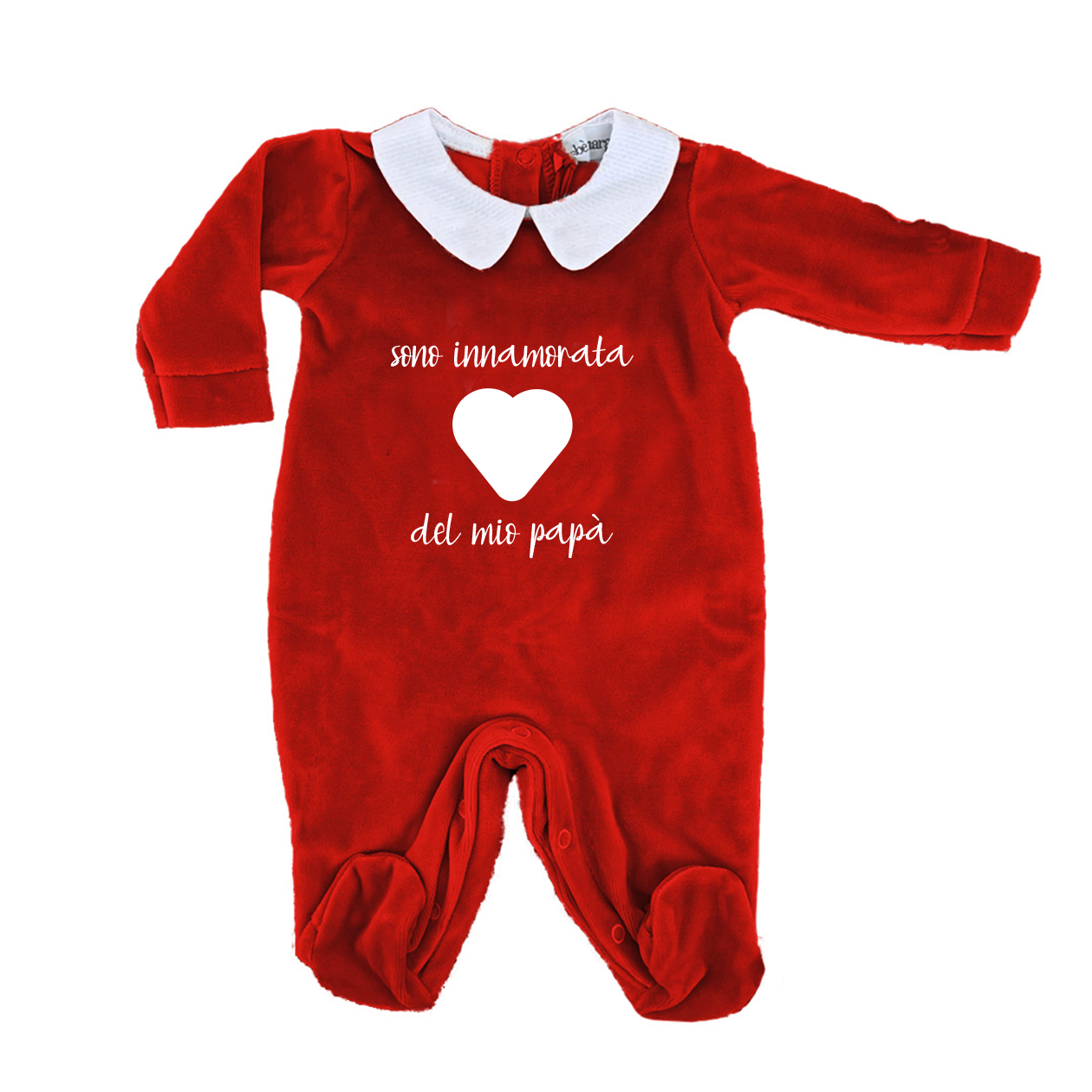 Sono innamorata del mio Papà - Pagliaccetto Neonato in Ciniglia con Colletto Bianco
