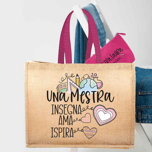 Una maestra insegna, ama, ispira - Borsa mare & Pochette - Combo