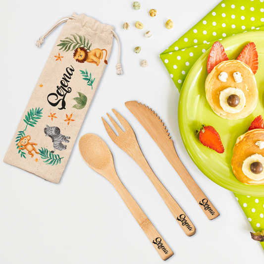 Savana - Posate in legno - personalizzate con nome