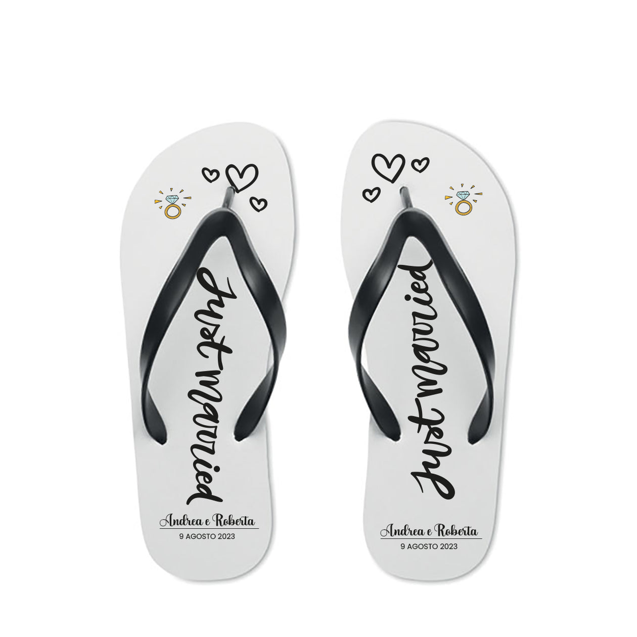 Just married - Infradito - personalizzati con nomi e data