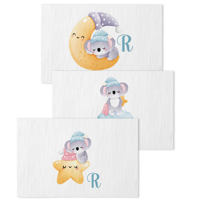 Baby Koala - Set 3 pezzi mussole personalizzate con nome