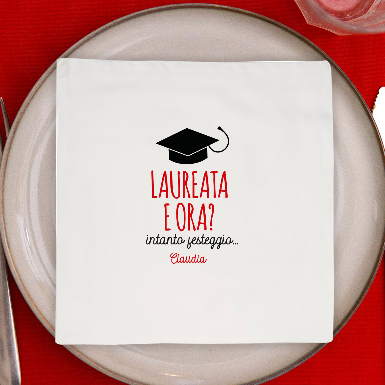 Laurata e ora? - Set 4 tovaglioli - personalizzato