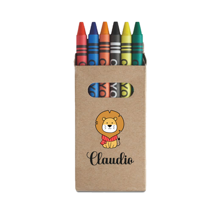 Baby Lyon - Set da 6 - Pastelli Cera - personalizzati con nomi