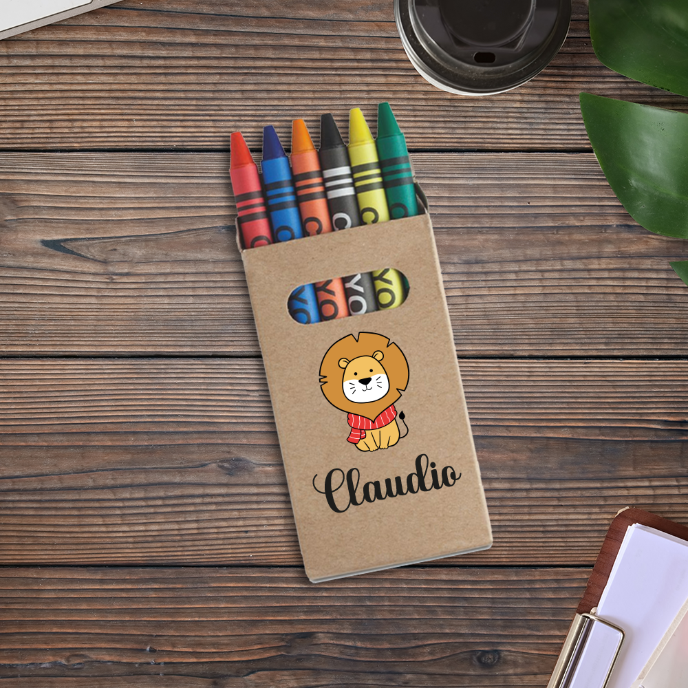 Baby Lyon - Set da 6 - Pastelli Cera - personalizzati con nomi