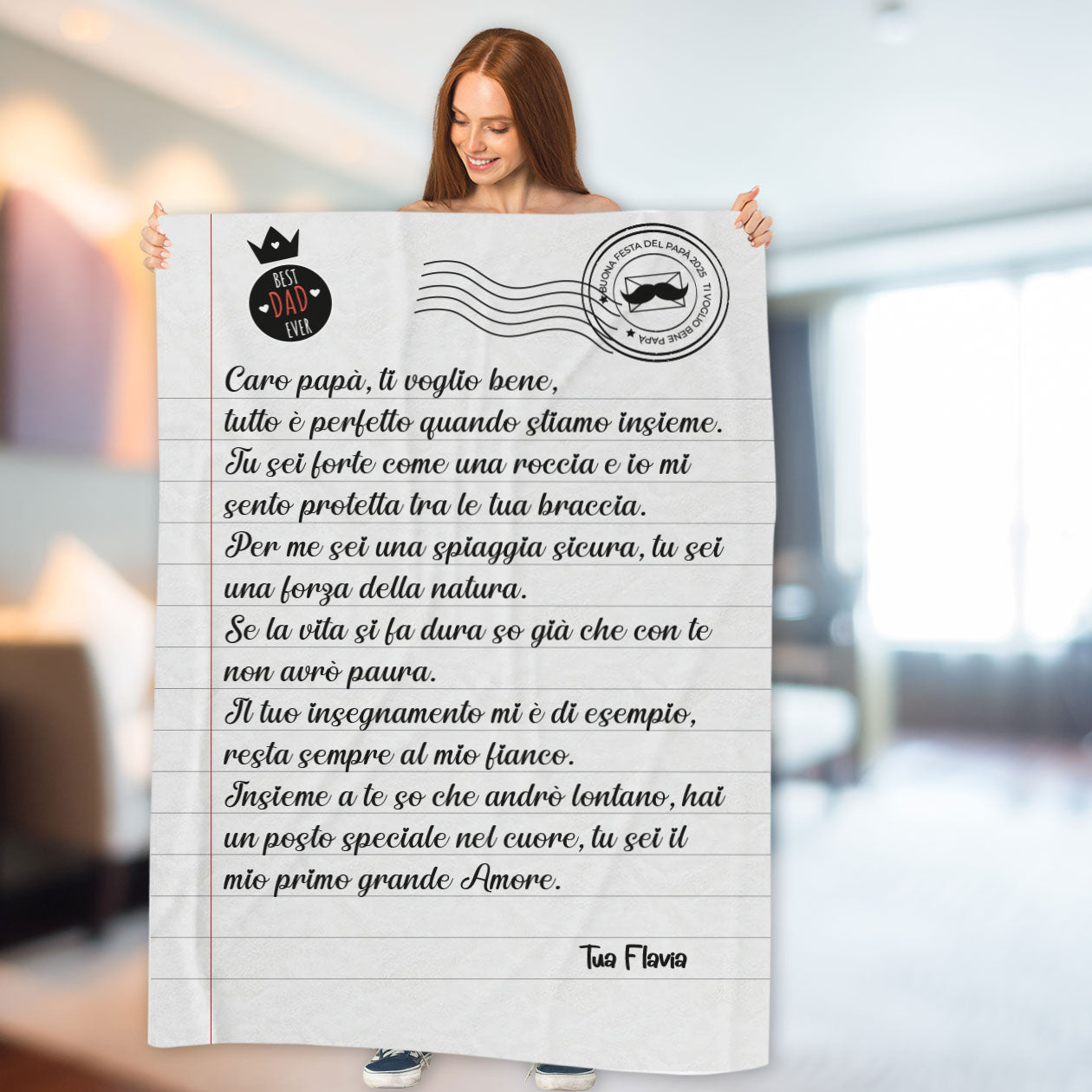 Best dad ever - coperta Idea Regalo Festa del Papà - personalizzata con frase