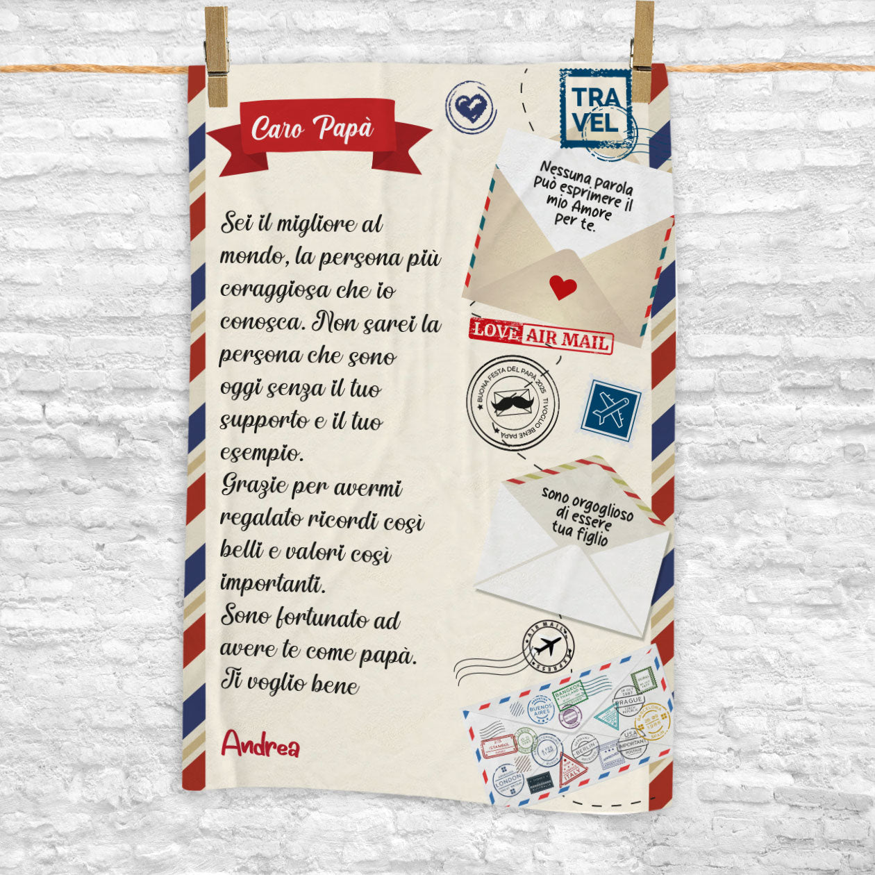 Lettera Caro papà - coperta Idea Regalo Festa del Papà - personalizzata con frase