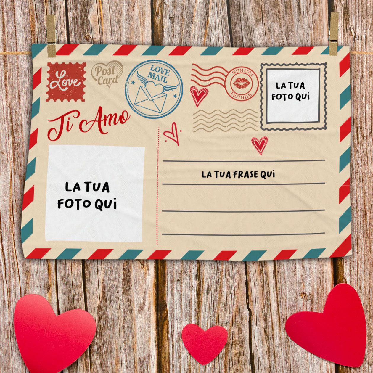 Letter of love - plaid in pile - personalizzato con foto e frase