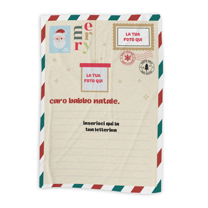 Letterina a Babbo Natale - Plaid, coperta Natalizia Idea Regalo Natale - personalizzato con foto e dedica