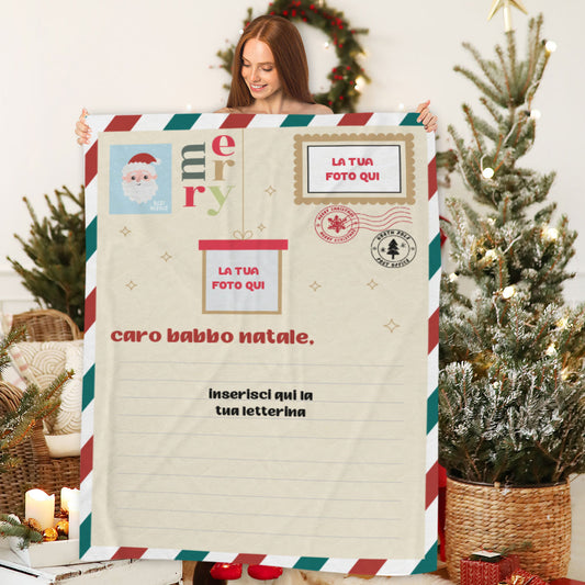Letterina a Babbo Natale - Plaid, coperta Natalizia Idea Regalo Natale - personalizzato con foto e dedica