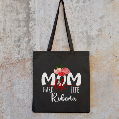 Mom life - Shopper In Cotone con chiusura zip - personalizzata con nome