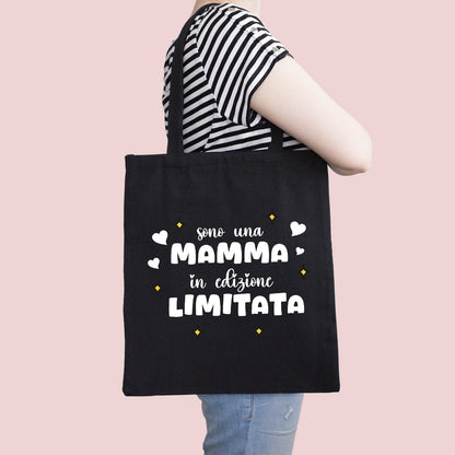 Sono una mamma in edizione limitata - Shopper In Cotone con chiusura zip