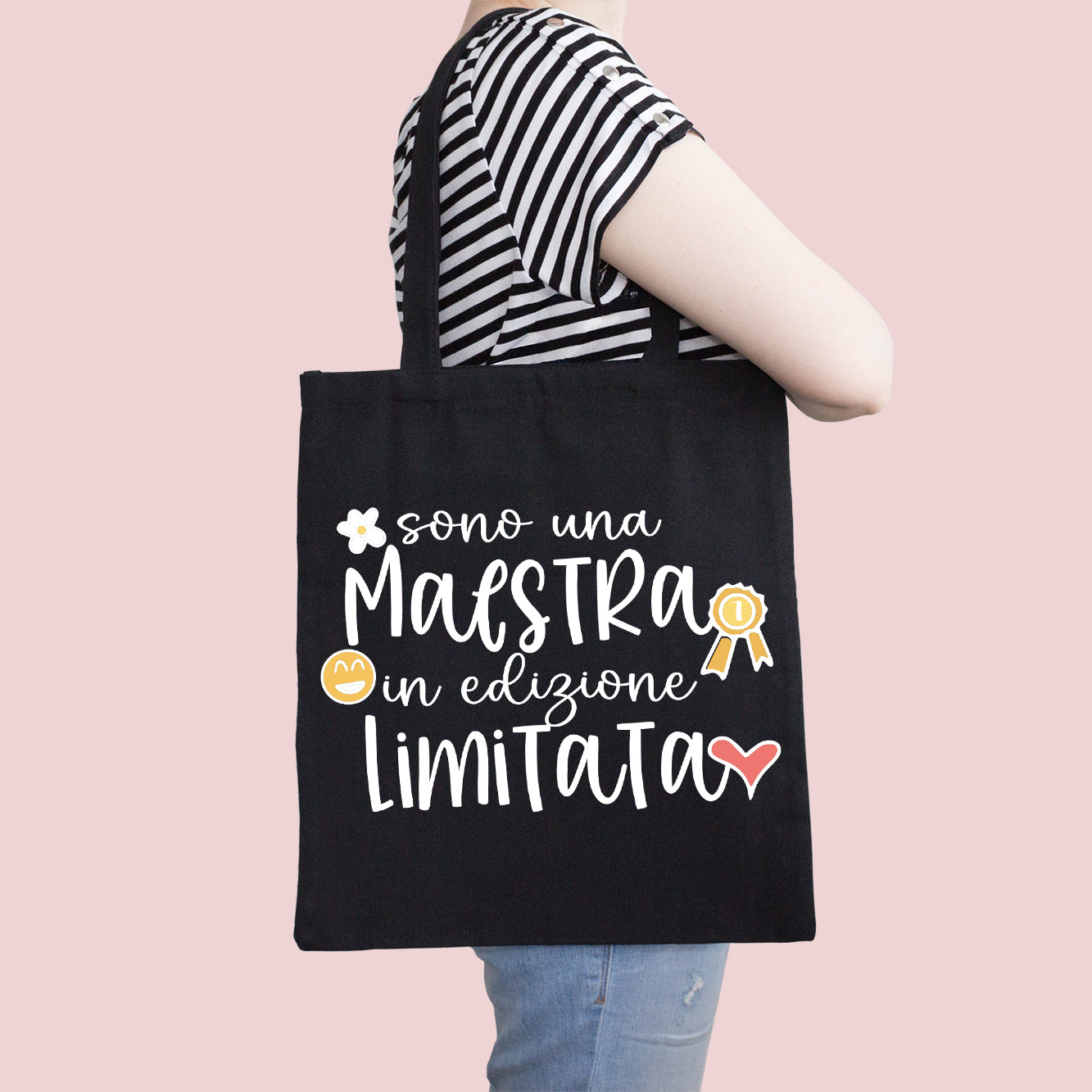 Sono una maestra in edizione limitata - Shopper In Cotone con chiusura zip