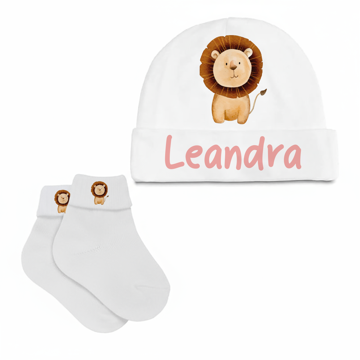 Baby Lyon - Set Nascita Cappellino + Calzini - personalizzato con nome