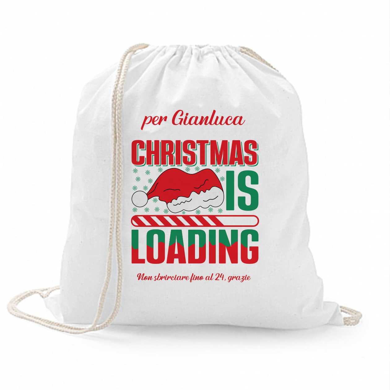 Christmas is loading - Sacchetto - personalizzato con nome