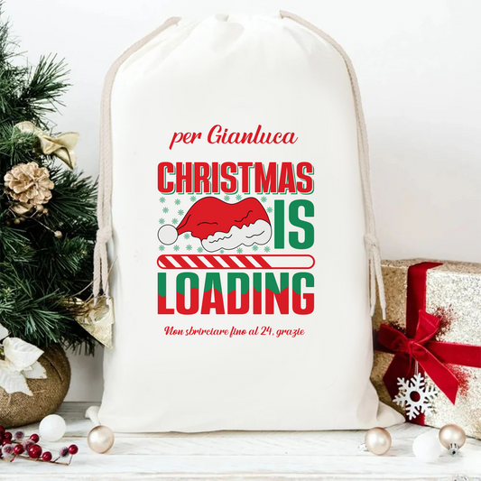 Christmas is loading - Sacchetto - personalizzato con nome