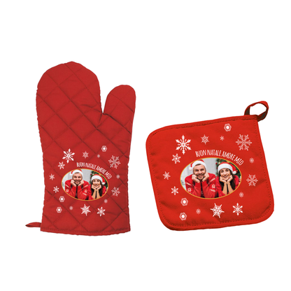 Buon Natale amore mio - Set da Cucina Guanto e Presina - personalizzati con foto