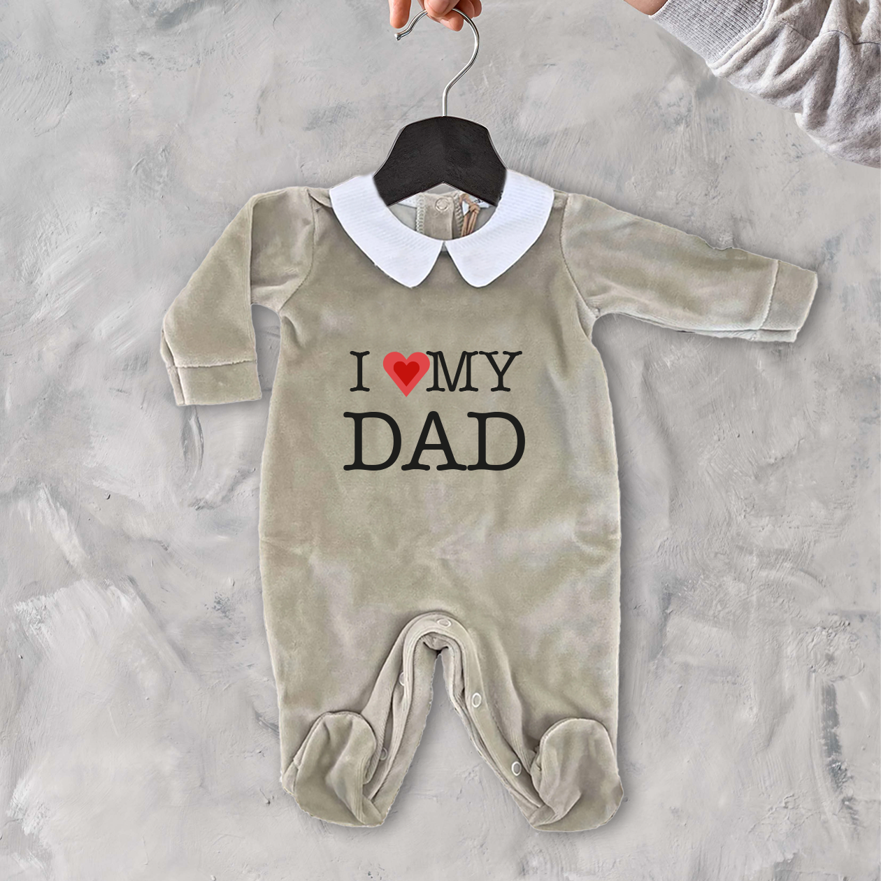 I love my Dad - Pagliaccetto Neonato in Ciniglia con Colletto Bianco