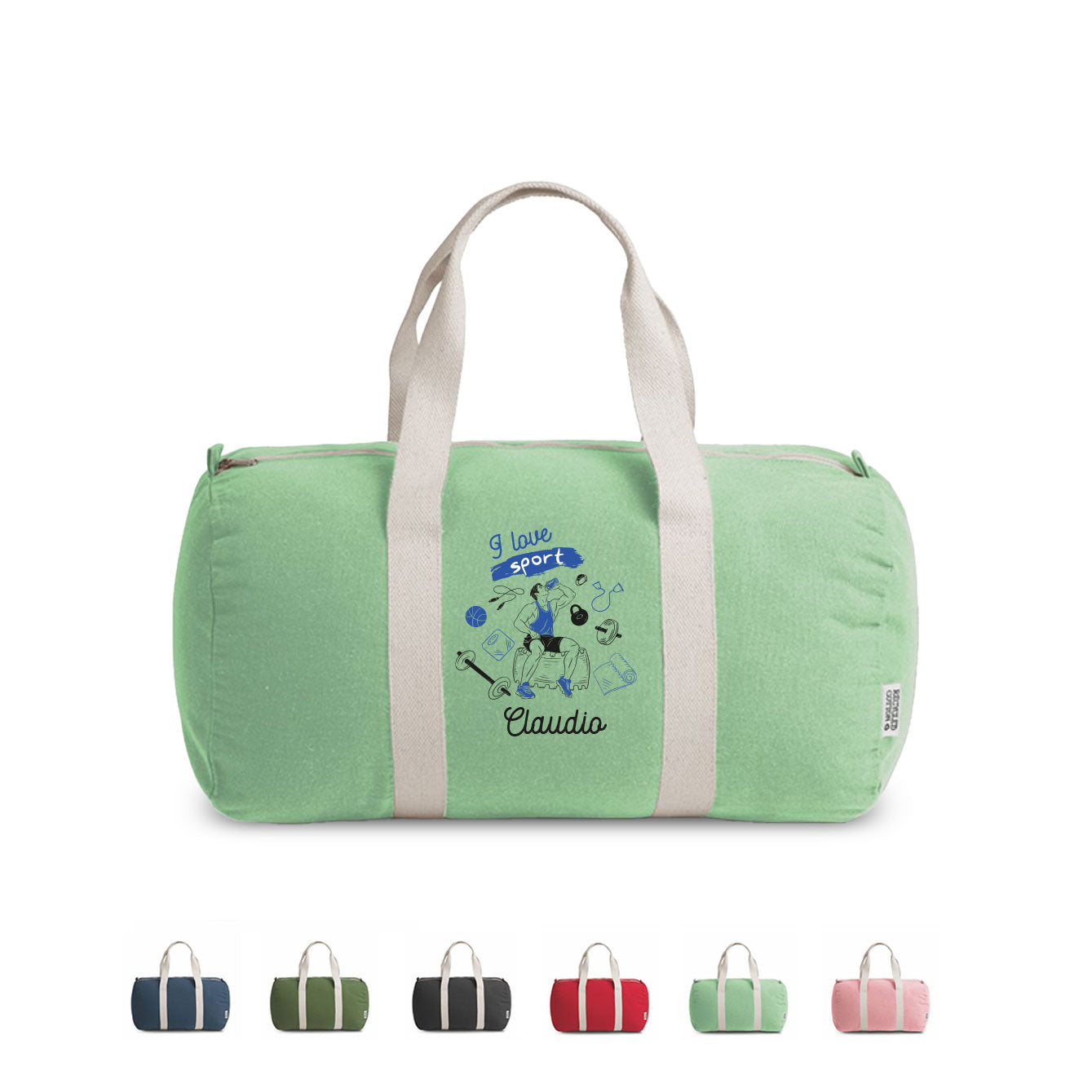 I love sport - Borsa da palestra - personalizzata con nome
