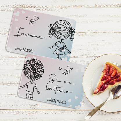 Love - Set di 4 Tovagliette in tessuto lavabile - personalizzata con nomi