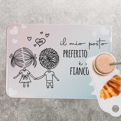 Love - Set di 4 Tovagliette in tessuto lavabile - personalizzata con nomi