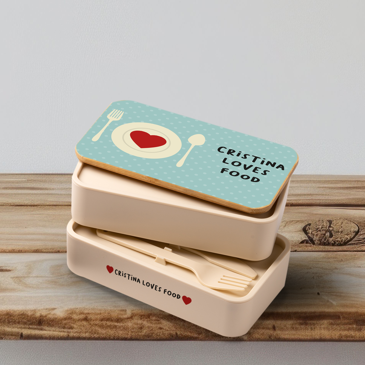 Loves food - Scatola per il pranzo - personalizzato con nome