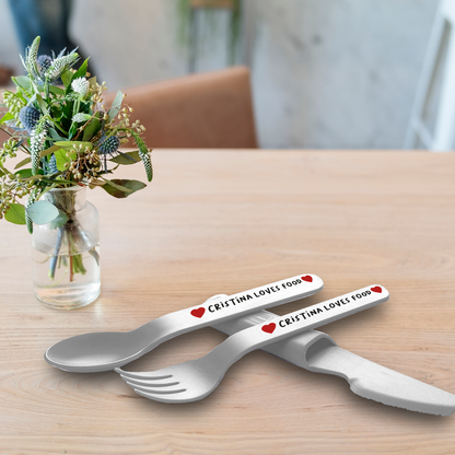 Loves food - Posate in plastica - personalizzate con nome