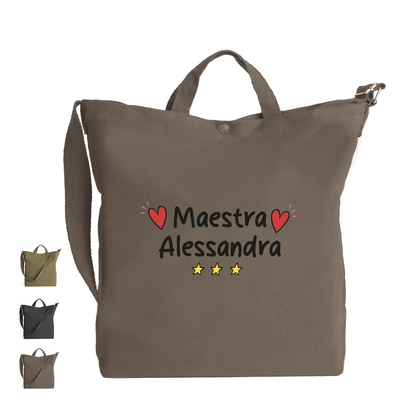 Heart maestra - Borsa da Donna in Tela - personalizzata con nome