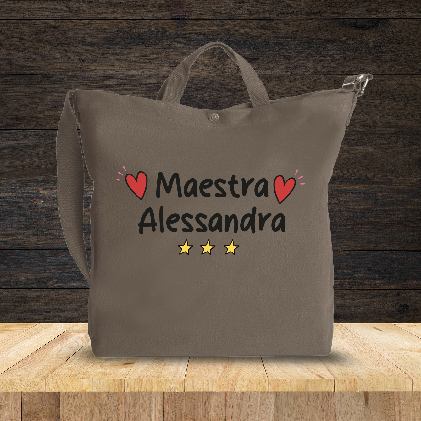 Heart maestra - Borsa da Donna in Tela - personalizzata con nome