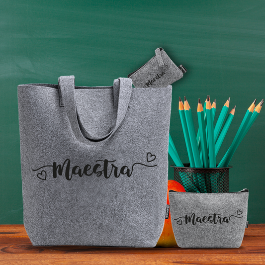 Love Maestra - Tris Borse in feltro con designe melange
