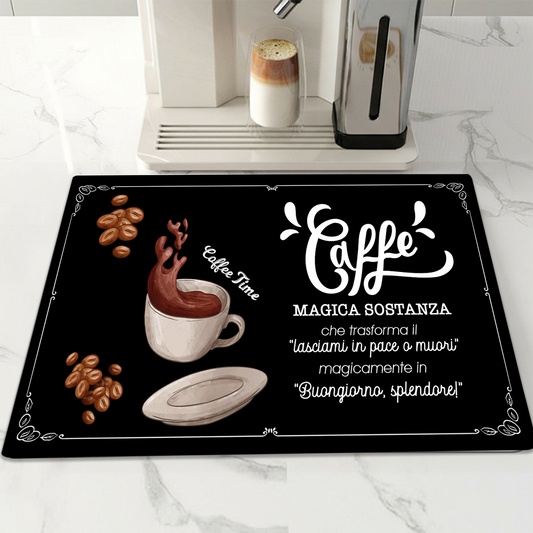 Caffè magica sostanza - Tappetino per Macchina del caffè con Retro in Gomma Tappeto 30x40cm