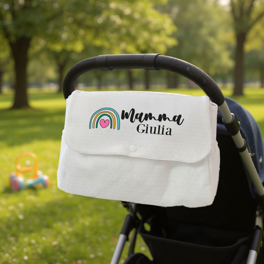 Mamma rainbow heart - Borsa Fasciatoio per Neonato - personalizzata con nome