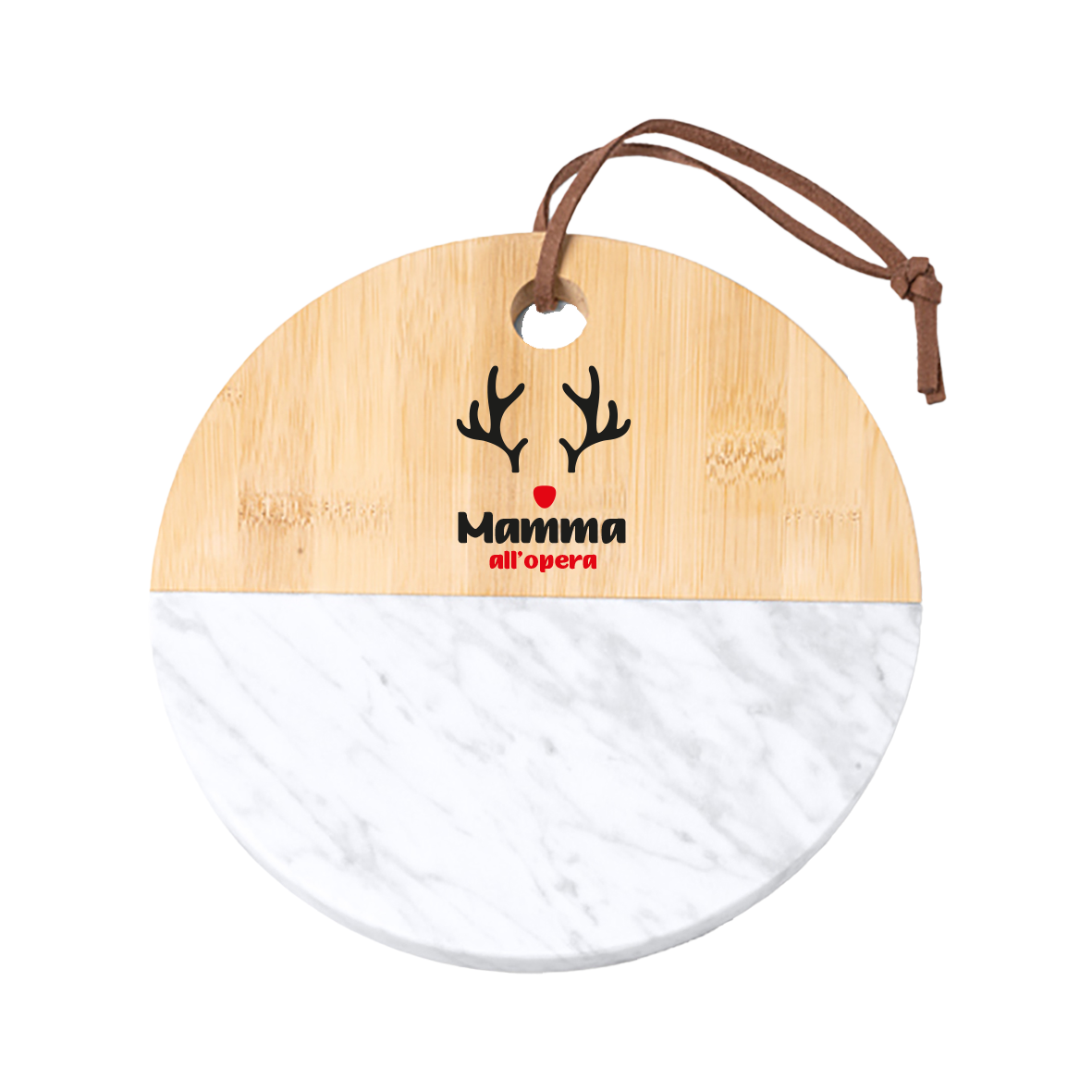 Mamma all'opera - Tagliere in marmo e bamboo naturale